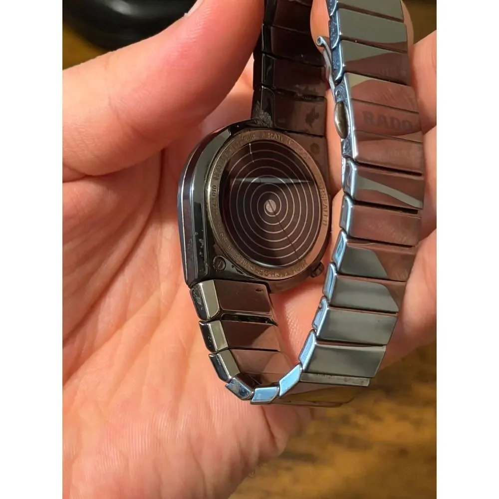 Vintage Rado DiaStar Coupole Mirror Dial Black Ceramic Titanium Quartz Watch
